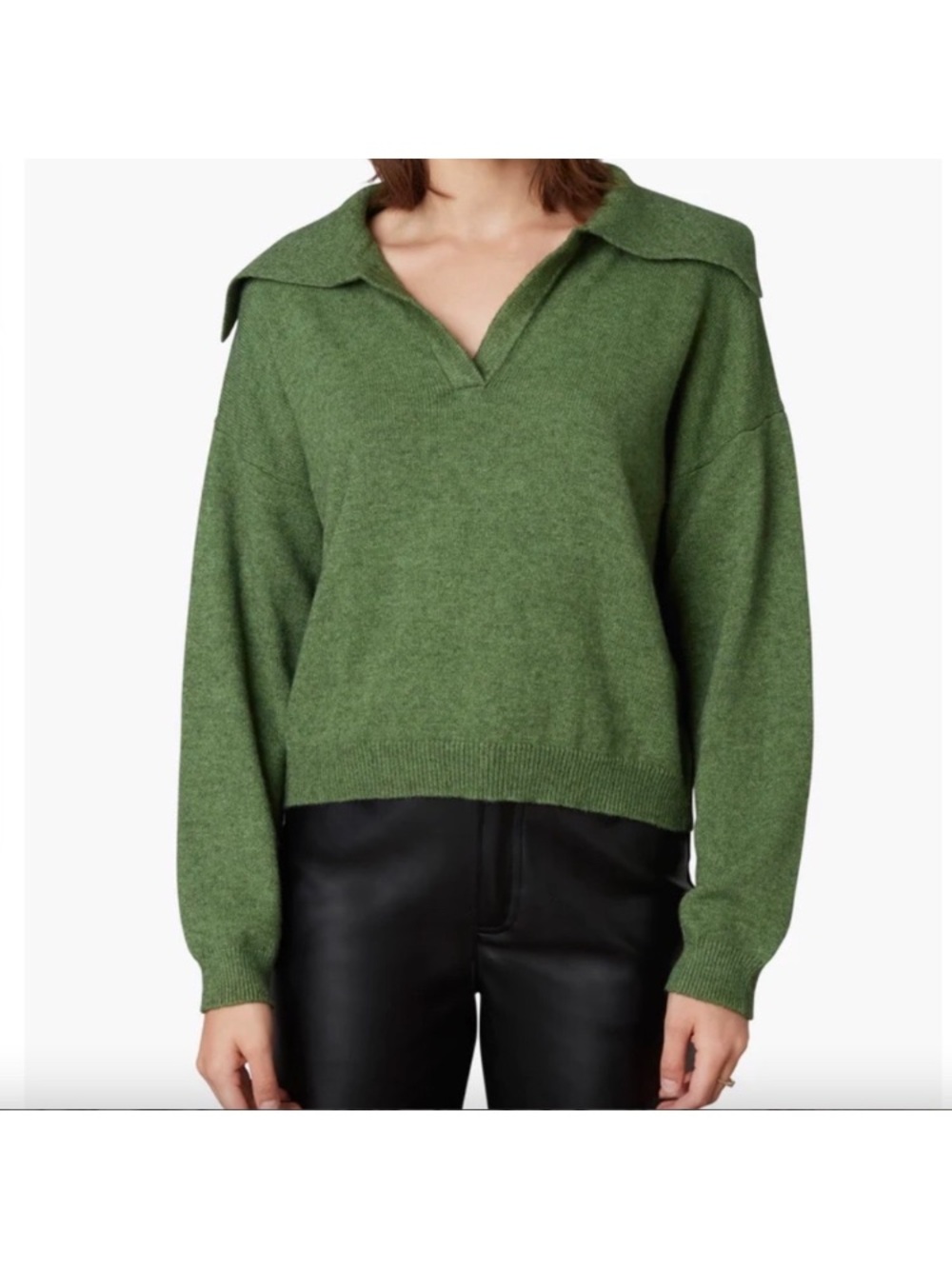 NIA Green Collared Frankie knit Sweater size S classic elegant
